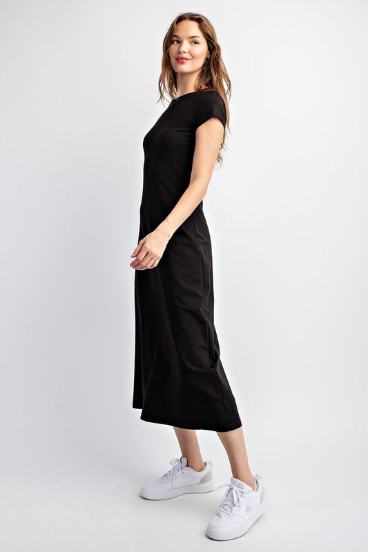 Basic Short Sleeve T-Shirt Midi Dress