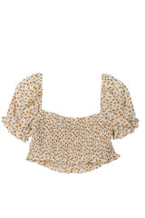 Yellow Floral Puff Dressy Top king-general-store-5710.myshopify.com