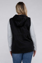 Plus Drawstring Waist Military Hoodie Vest king-general-store-5710.myshopify.com