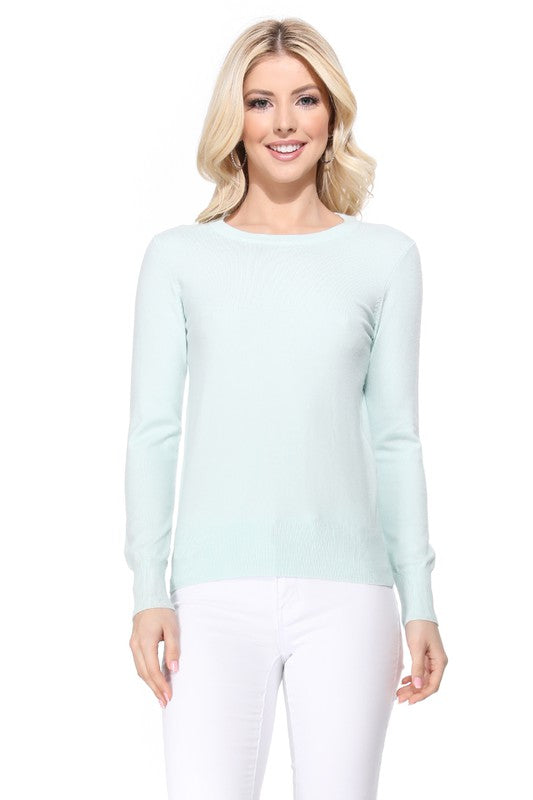 Crew Neck Long Sleeve Light Basic Casual Knit Top king-general-store-5710.myshopify.com