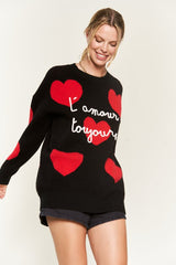 Heart Print Long Sleeve Oversize Sweater king-general-store-5710.myshopify.com