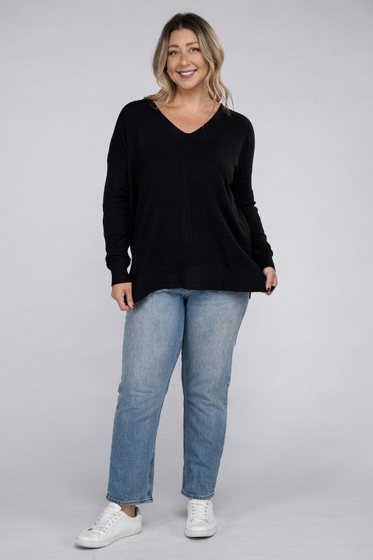 Plus Garment Dyed Front Seam Sweater king-general-store-5710.myshopify.com