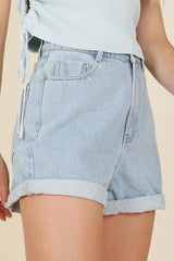 Mid Blue Roll Up Denim Shorts king-general-store-5710.myshopify.com