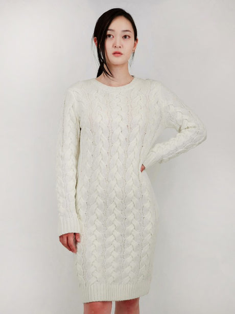 Loose Fit Knee Length Heavy Cable Knitted Dress king-general-store-5710.myshopify.com