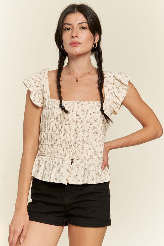 Floral Print Ruffled Top king-general-store-5710.myshopify.com