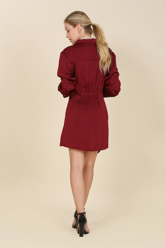 Satin Collared Wrap Mini Dress king-general-store-5710.myshopify.com