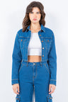 American Bazi Laced Back Cropped Denim Jacket