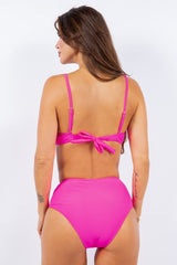 TWO PIECE RUCHED TOP AND BOTTOM HIGH WAISTED BIKINI