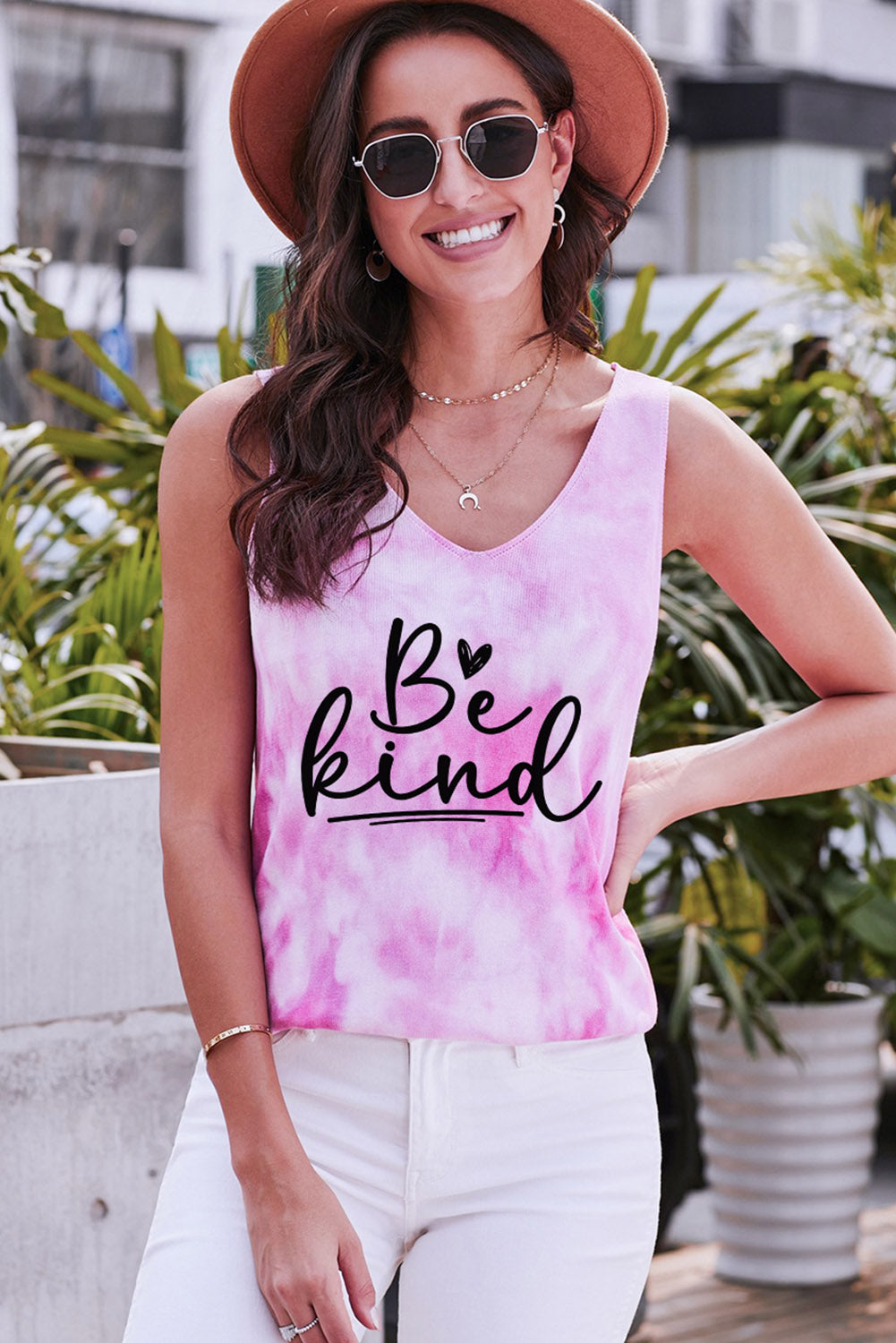 BE KIND Graphic Tie-Dye V-Neck Tank king-general-store-5710.myshopify.com