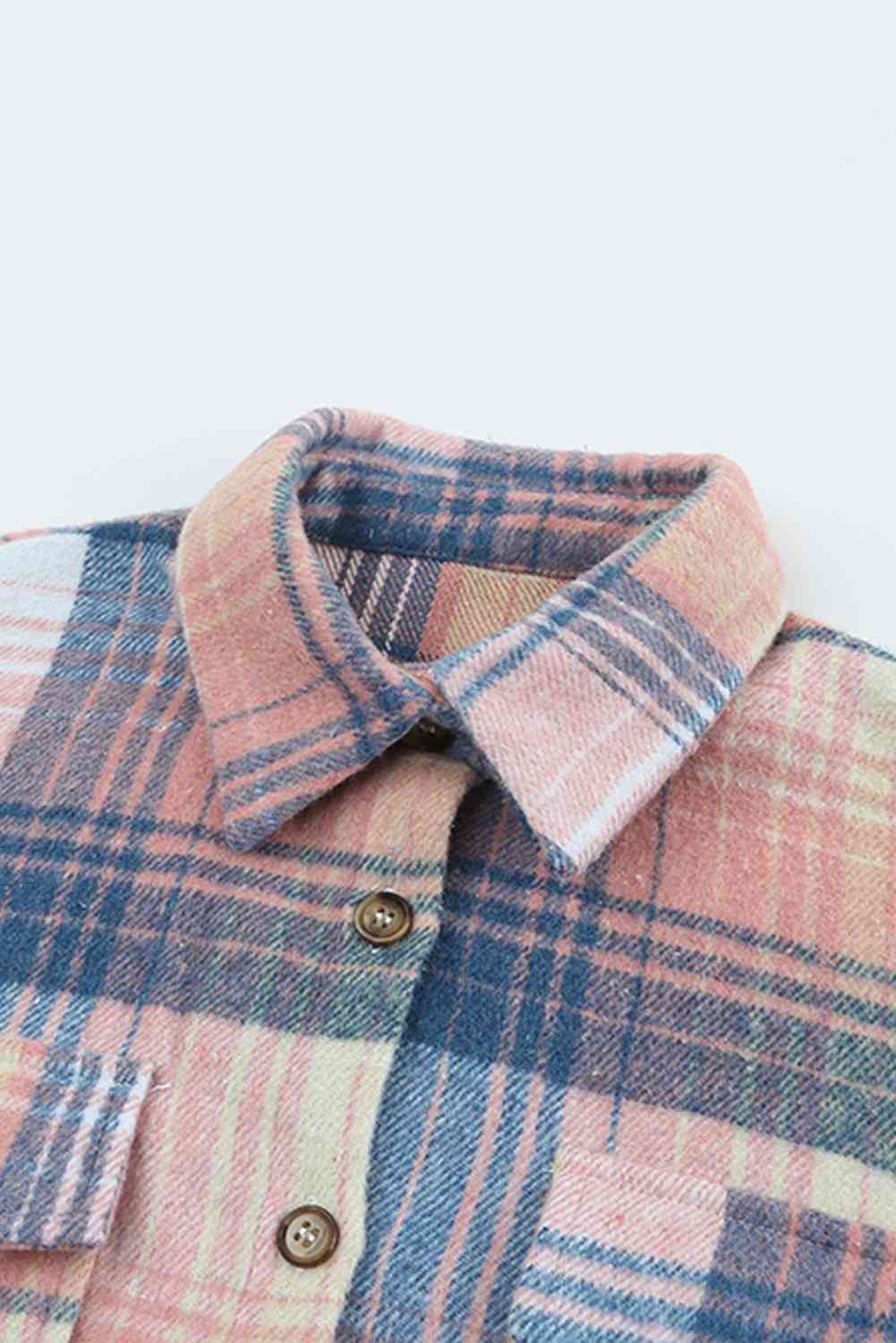 Double Take Plaid Dropped Shoulder Shacket king-general-store-5710.myshopify.com