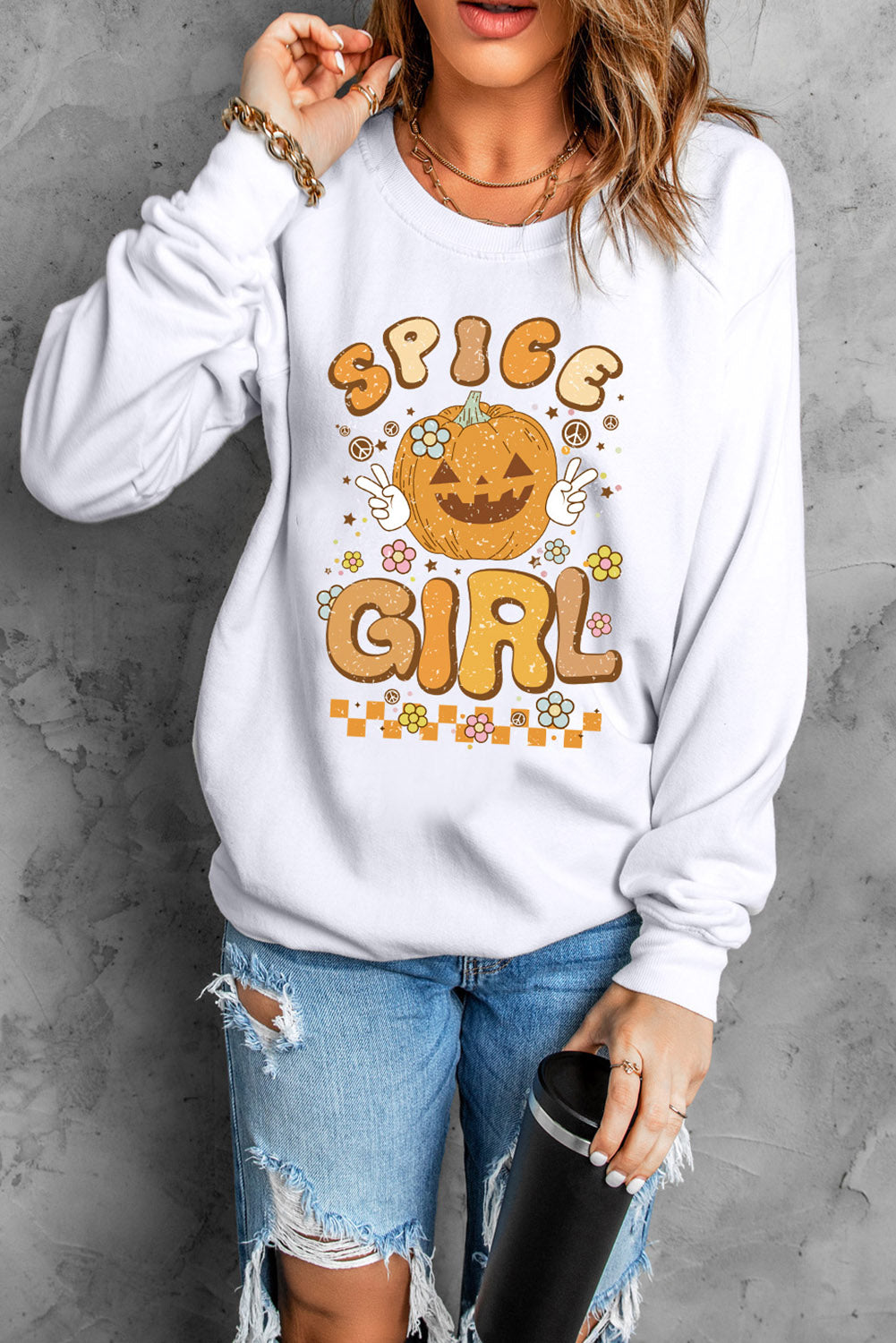 Round Neck Long Sleeve SPICE GIRL Graphic Sweatshirt king-general-store-5710.myshopify.com