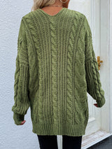 Cable-Knit Open Front Cardigan with Front Pockets king-general-store-5710.myshopify.com