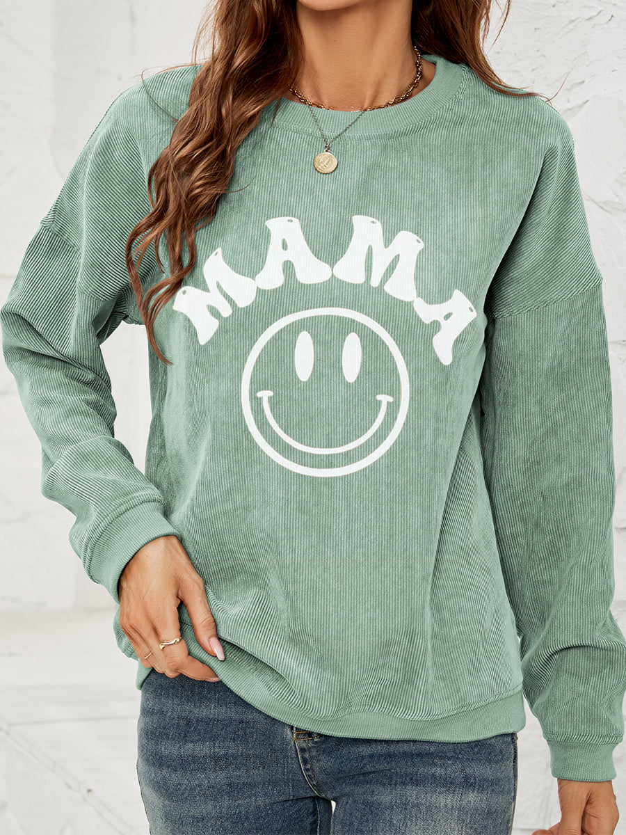 Round Neck Long Sleeve MAMA Graphic Sweatshirt king-general-store-5710.myshopify.com