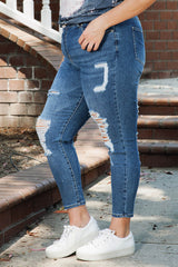 Plus Size Distressed Skinny Jeans king-general-store-5710.myshopify.com