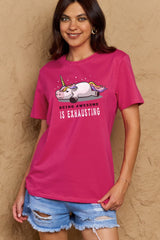 Simply Love Full Size BEING AWESOME IS EXHAUSTING Graphic Cotton Tee king-general-store-5710.myshopify.com