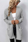 Rib-Knit Open Front Pocketed Cardigan king-general-store-5710.myshopify.com