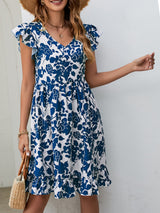 Floral V-Neck Flutter Sleeve Dress king-general-store-5710.myshopify.com