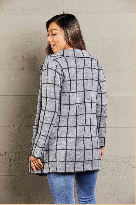 Double Take Printed Open Front Lapel Collar Cardigan with Pockets king-general-store-5710.myshopify.com