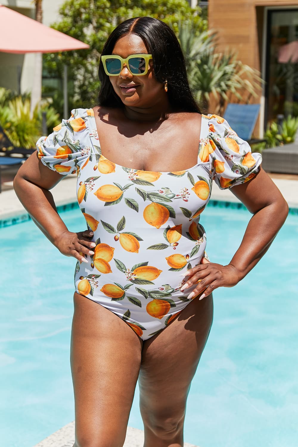 Marina West Swim Salty Air Puff Sleeve One-Piece in Citrus Orange king-general-store-5710.myshopify.com