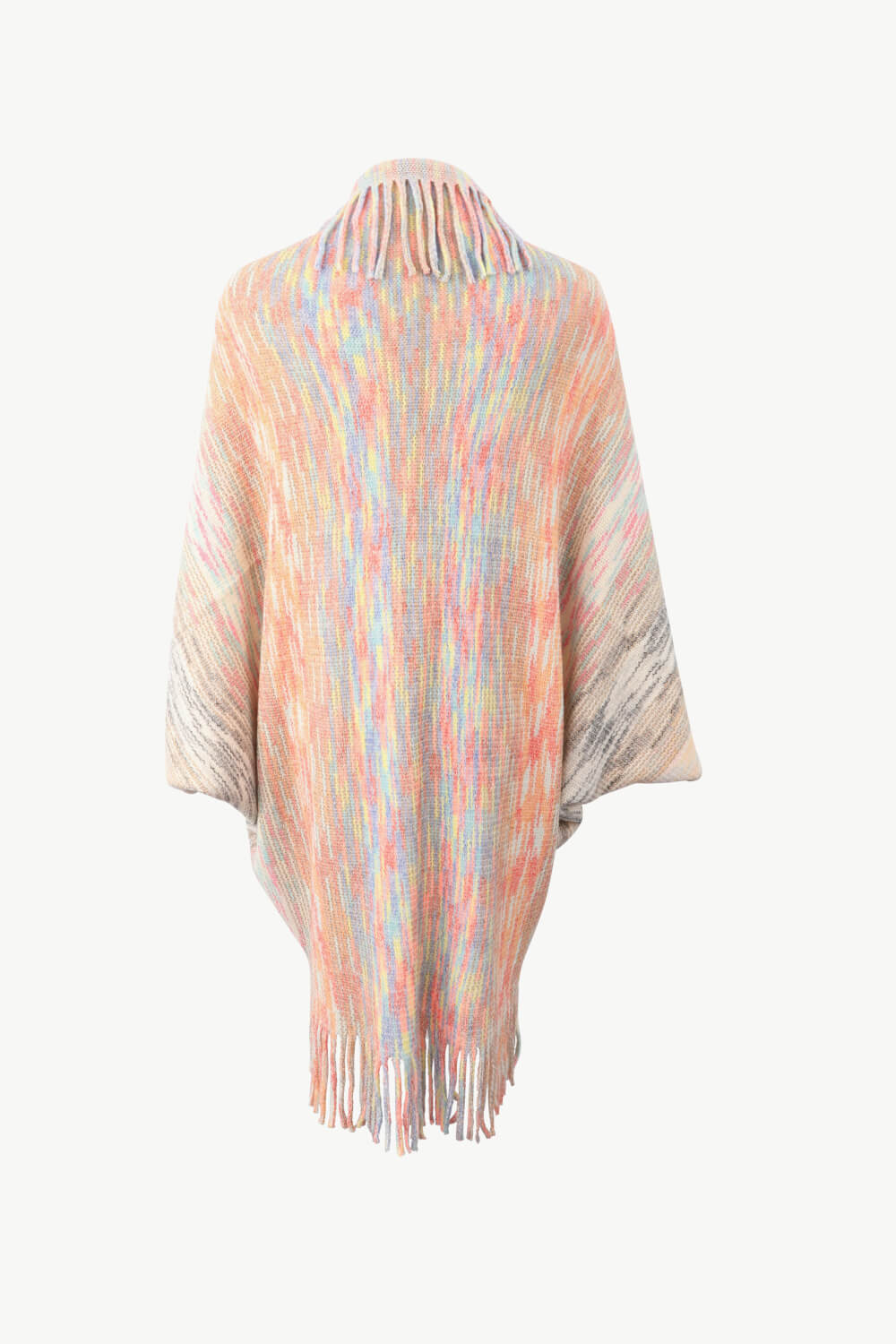 Multicolored Fringe Trim Poncho king-general-store-5710.myshopify.com