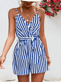 Striped Tie Waist Spaghetti Strap Romper king-general-store-5710.myshopify.com