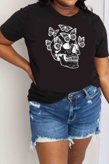 Simply Love Full Size Butterfly Skull Graphic Cotton Tee king-general-store-5710.myshopify.com