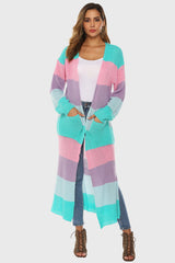 Color Block Long Sleeve Pocketed Cardigan king-general-store-5710.myshopify.com