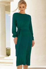 Round Neck Long Sleeve Pleated Sweater Dress king-general-store-5710.myshopify.com