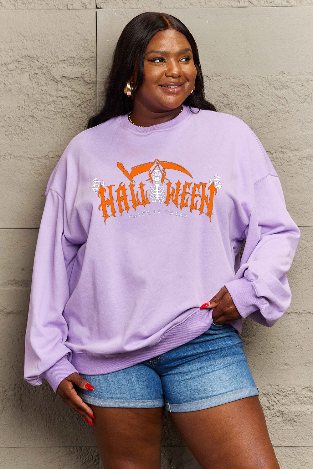 Simply Love Full Size HALLOWEEN TRICK OR TREAT Graphic Sweatshirt king-general-store-5710.myshopify.com