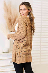 Woven Right Openwork Horizontal Ribbing Open Front Cardigan king-general-store-5710.myshopify.com