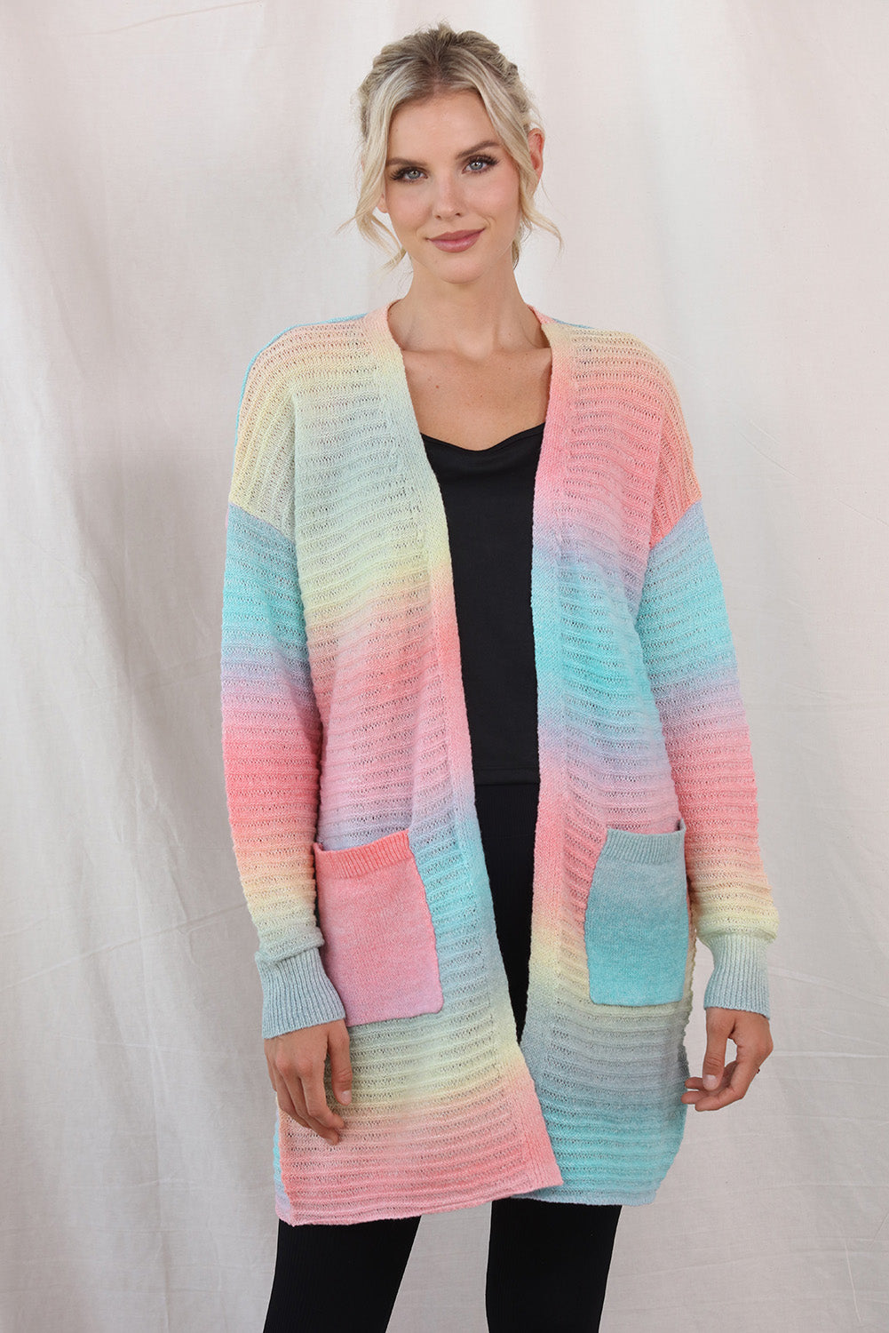 Gradient Dropped Shoulder Longline Cardigan king-general-store-5710.myshopify.com