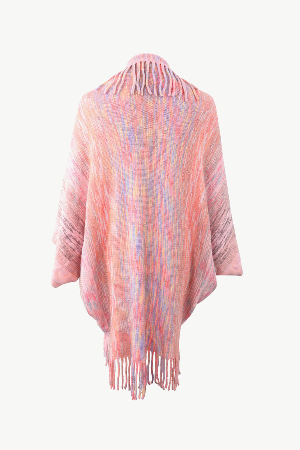 Multicolored Fringe Trim Poncho king-general-store-5710.myshopify.com