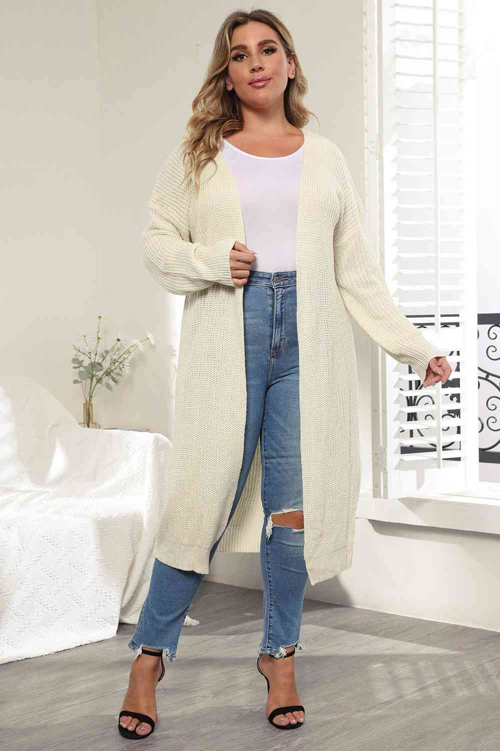 Plus Size Open Front Long Sleeve Cardigan king-general-store-5710.myshopify.com