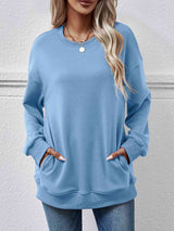 Dropped Shoulder Sweatshirt with Pockets king-general-store-5710.myshopify.com