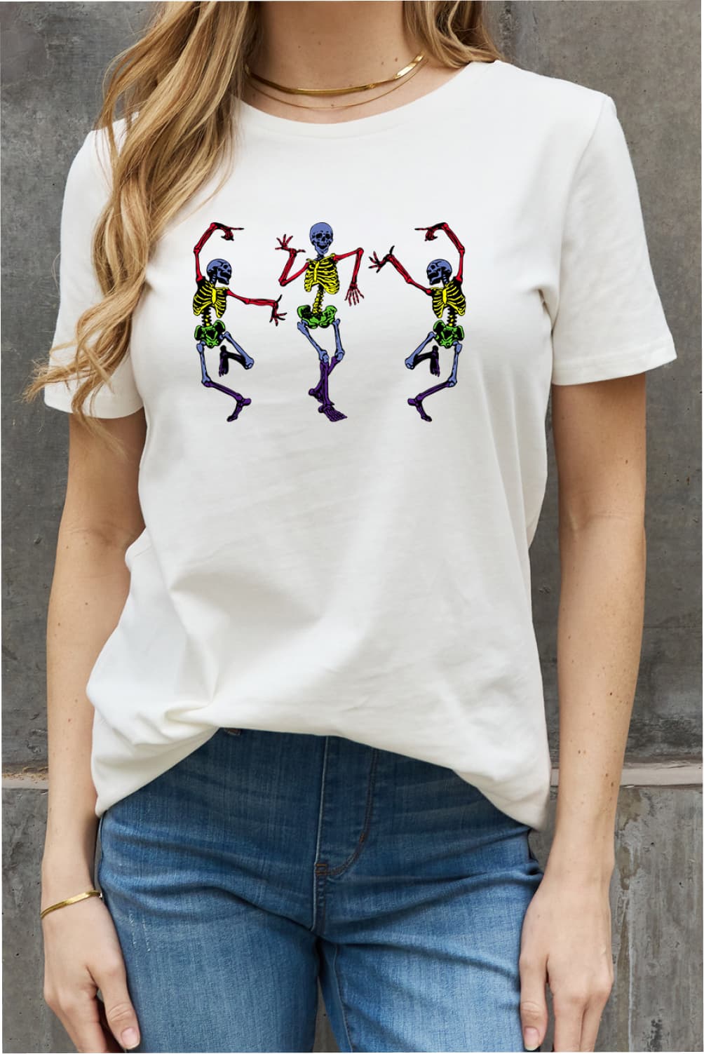 Simply Love Full Size Dancing Skeleton Graphic Cotton Tee king-general-store-5710.myshopify.com