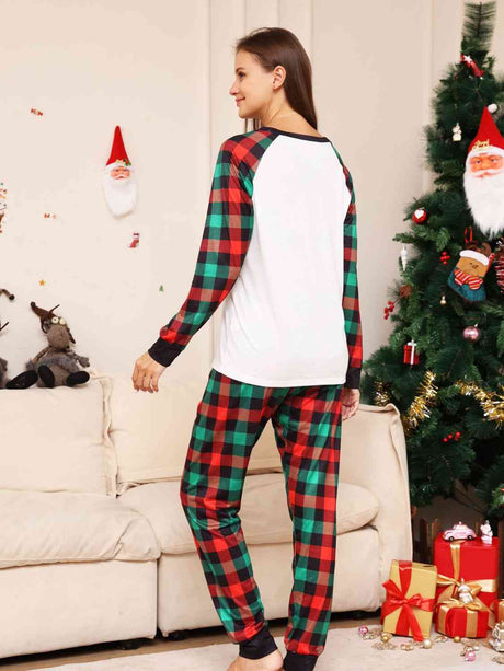 Full Size Reindeer Graphic Top and Plaid Pants Set king-general-store-5710.myshopify.com