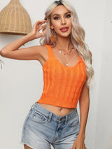 Cable-Knit Cropped Knit Tank king-general-store-5710.myshopify.com