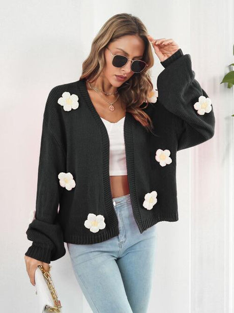 Floral Open Front Long Sleeve Cardigan king-general-store-5710.myshopify.com