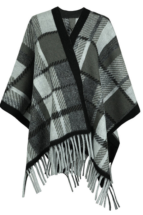 Cloak Sleeve Fringe Detail Poncho king-general-store-5710.myshopify.com