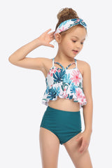 Botanical Print Crisscross Ruffled Two-Piece Swim Set king-general-store-5710.myshopify.com