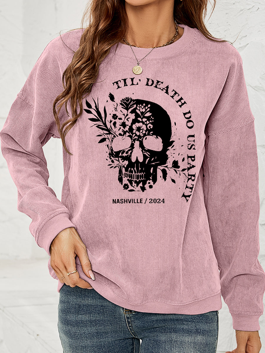 Skull Graphic Dropped Shoulder Sweatshirt king-general-store-5710.myshopify.com