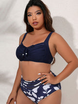 Plus Size Printed Gathered Detail Bikini Set king-general-store-5710.myshopify.com