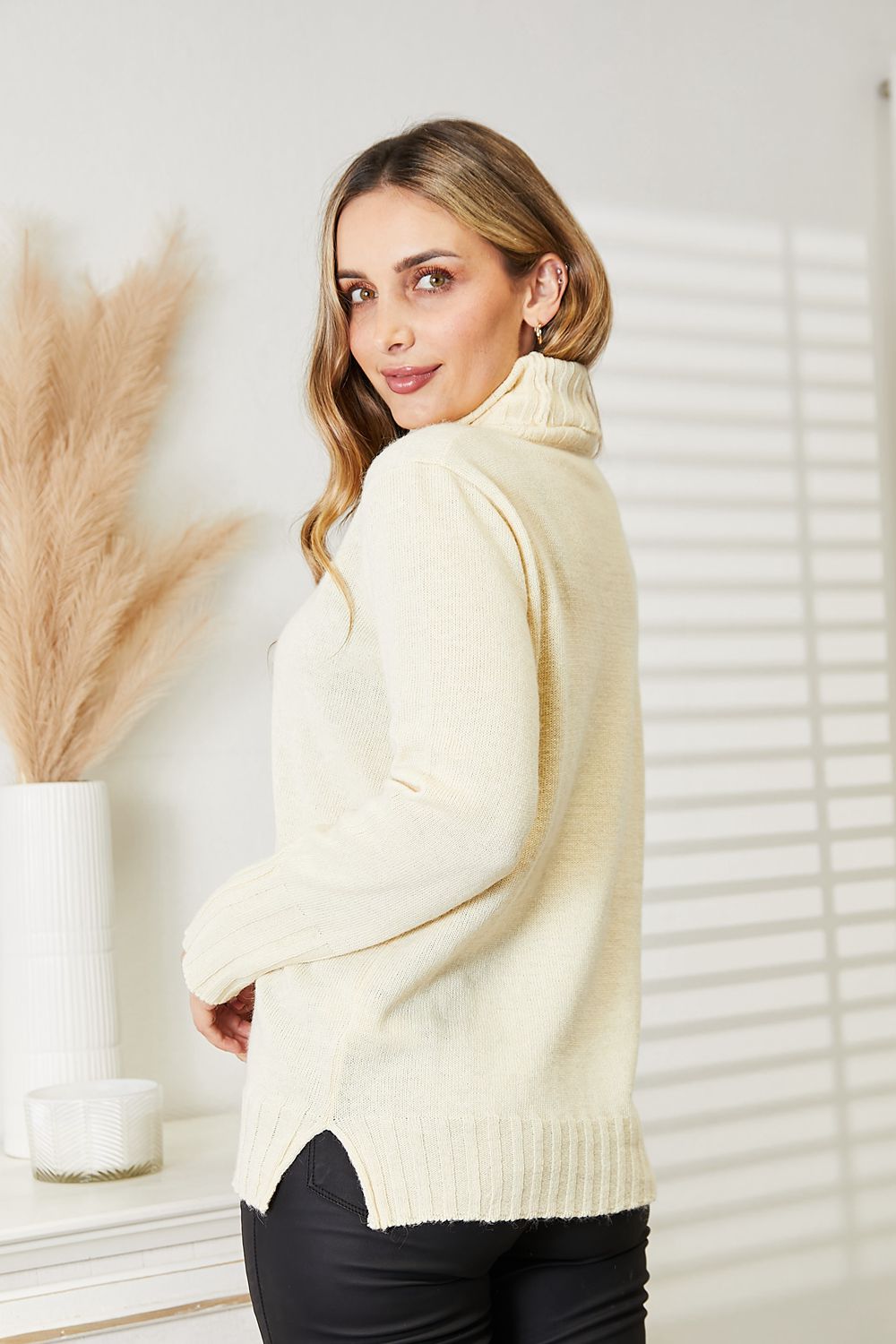 Heimish Full Size Long Sleeve Turtleneck Sweater with Side Slit king-general-store-5710.myshopify.com