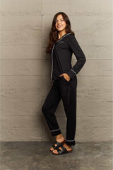 Ninexis Buttoned Collared Neck Top and Pants Pajama Set king-general-store-5710.myshopify.com