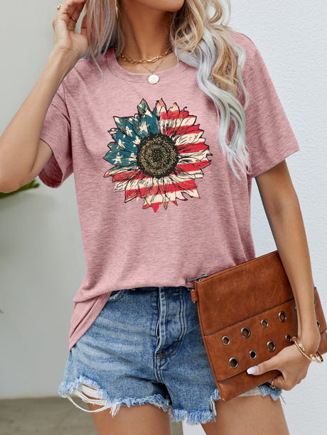 US Flag Flower Graphic Tee king-general-store-5710.myshopify.com