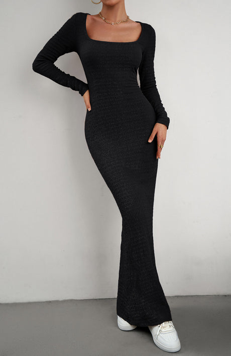 Long Sleeve Square Neck Maxi Bodycon Dress king-general-store-5710.myshopify.com