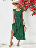 Tie Belt Ruffled Tiered Dress king-general-store-5710.myshopify.com