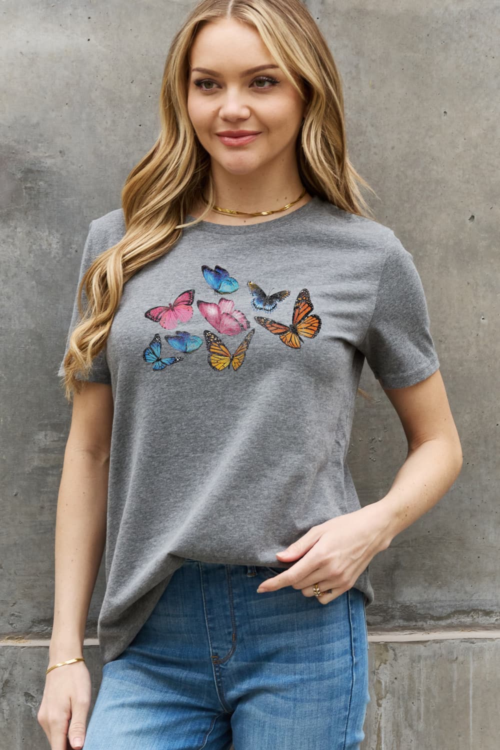 Simply Love Full Size Butterfly Graphic Cotton Tee king-general-store-5710.myshopify.com