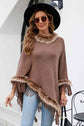 Faux Fur Trim Fringed Poncho king-general-store-5710.myshopify.com