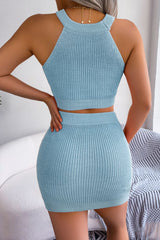 Heart Contrast Ribbed Sleeveless Knit Top and Skirt Set king-general-store-5710.myshopify.com